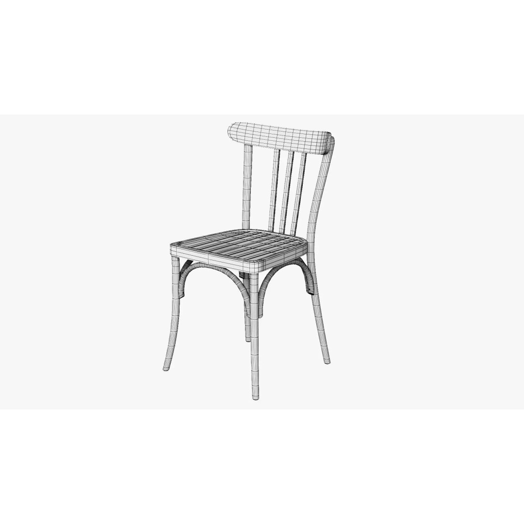 French Table and Chair 3D Model – Low Poly PBR Asset, FBX, OBJ - View 9