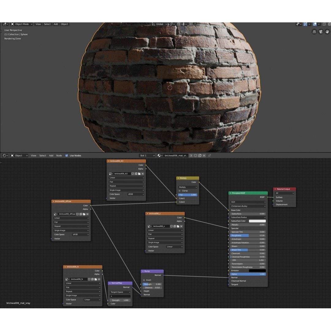 Damaged Brick Wall 3D Model – PBR Texture, FBX Format