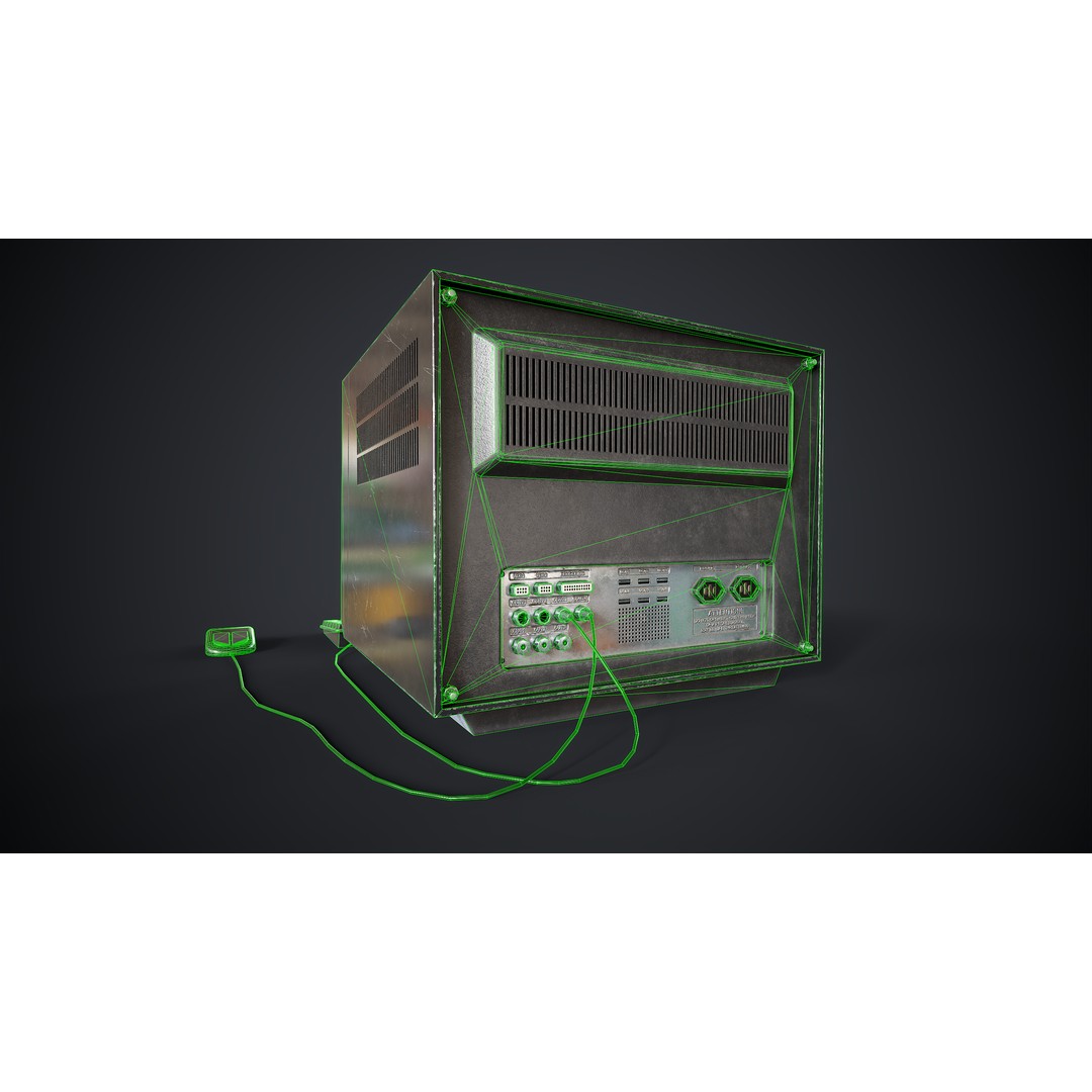 Retro Portable Computer 3D Model – Low Poly Game Asset, PBR Textures