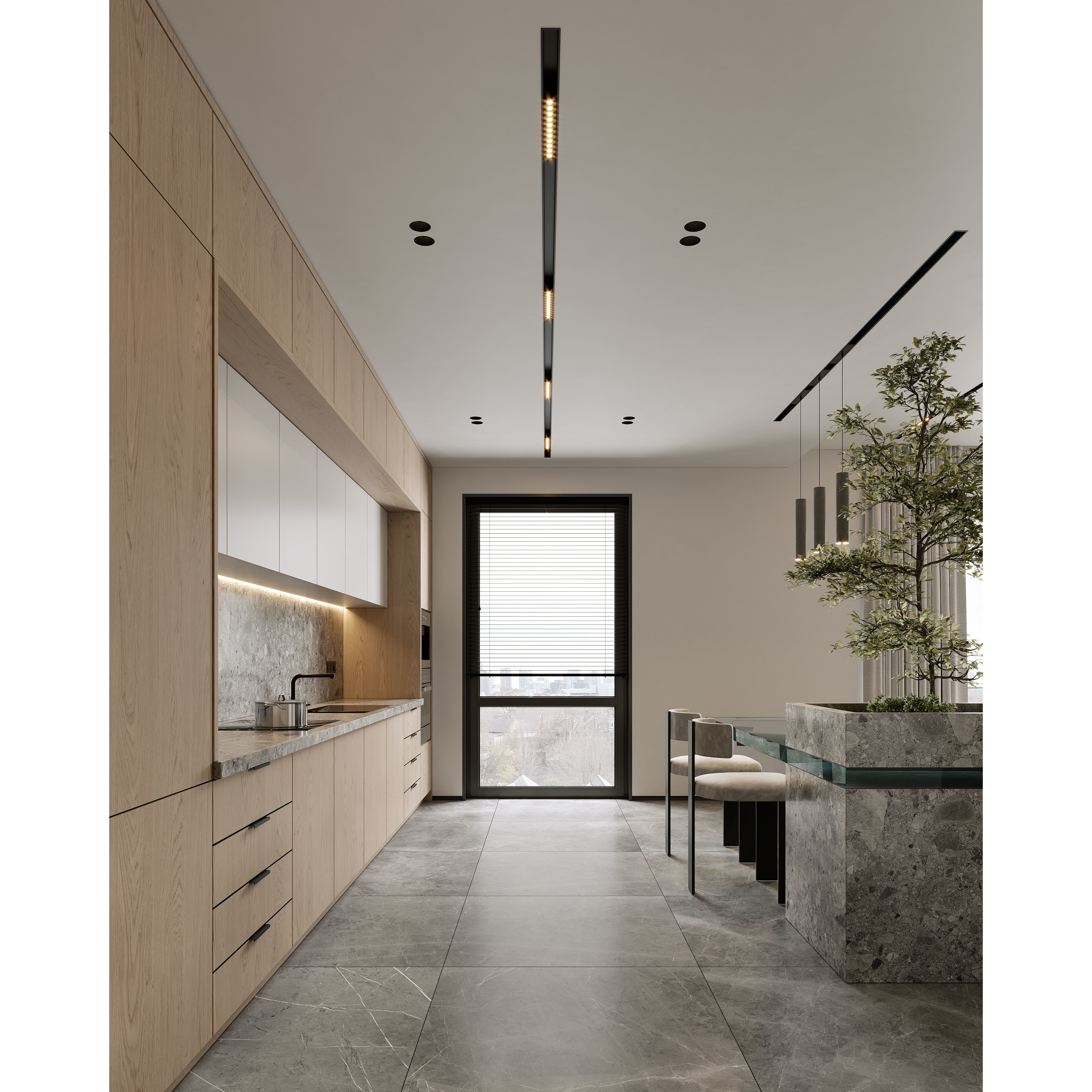 AR-22045 Case Study - Living Room-Kitchen-Hallway 3D Model - View 11