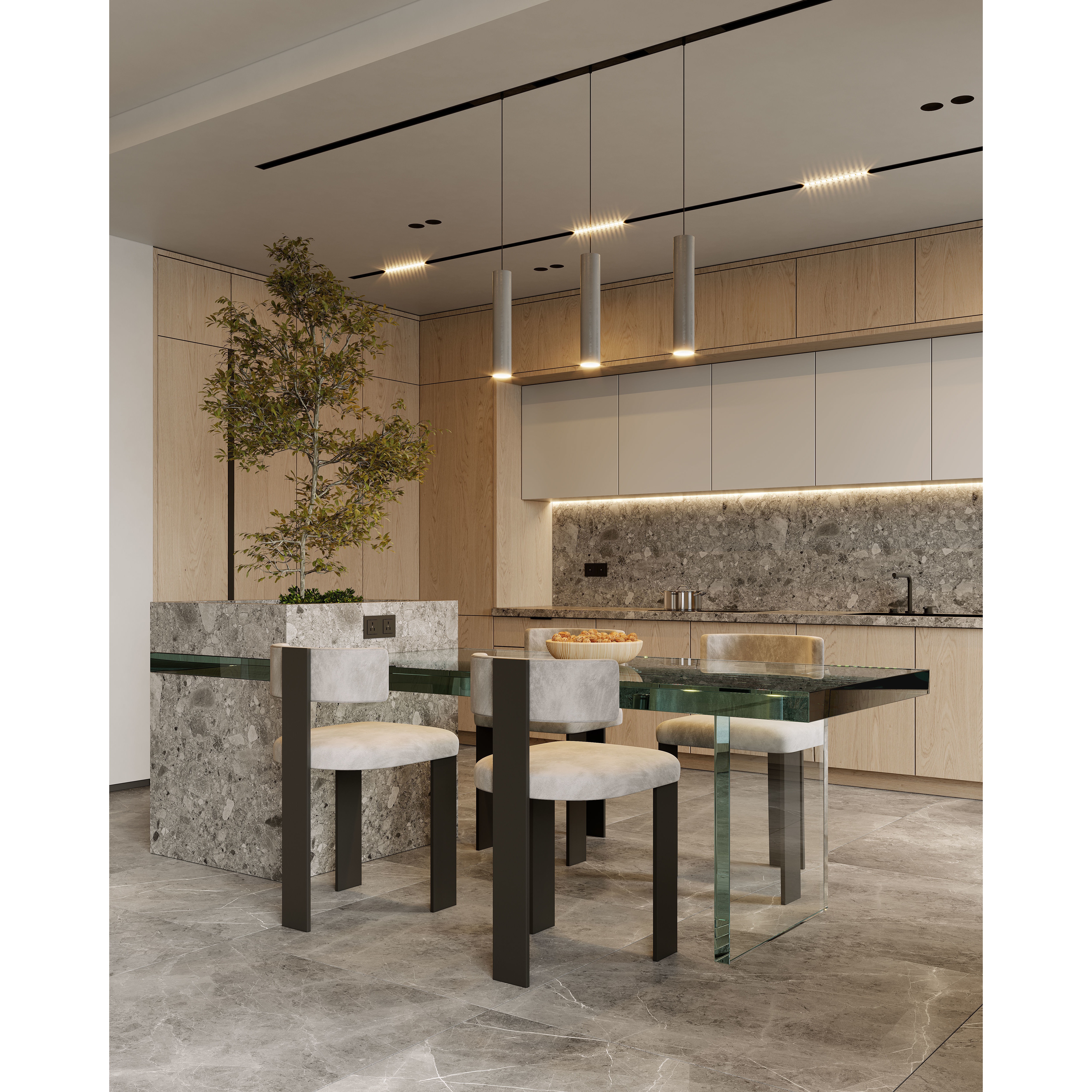 AR-22045 Case Study - Living Room-Kitchen-Hallway 3D Model - View 12