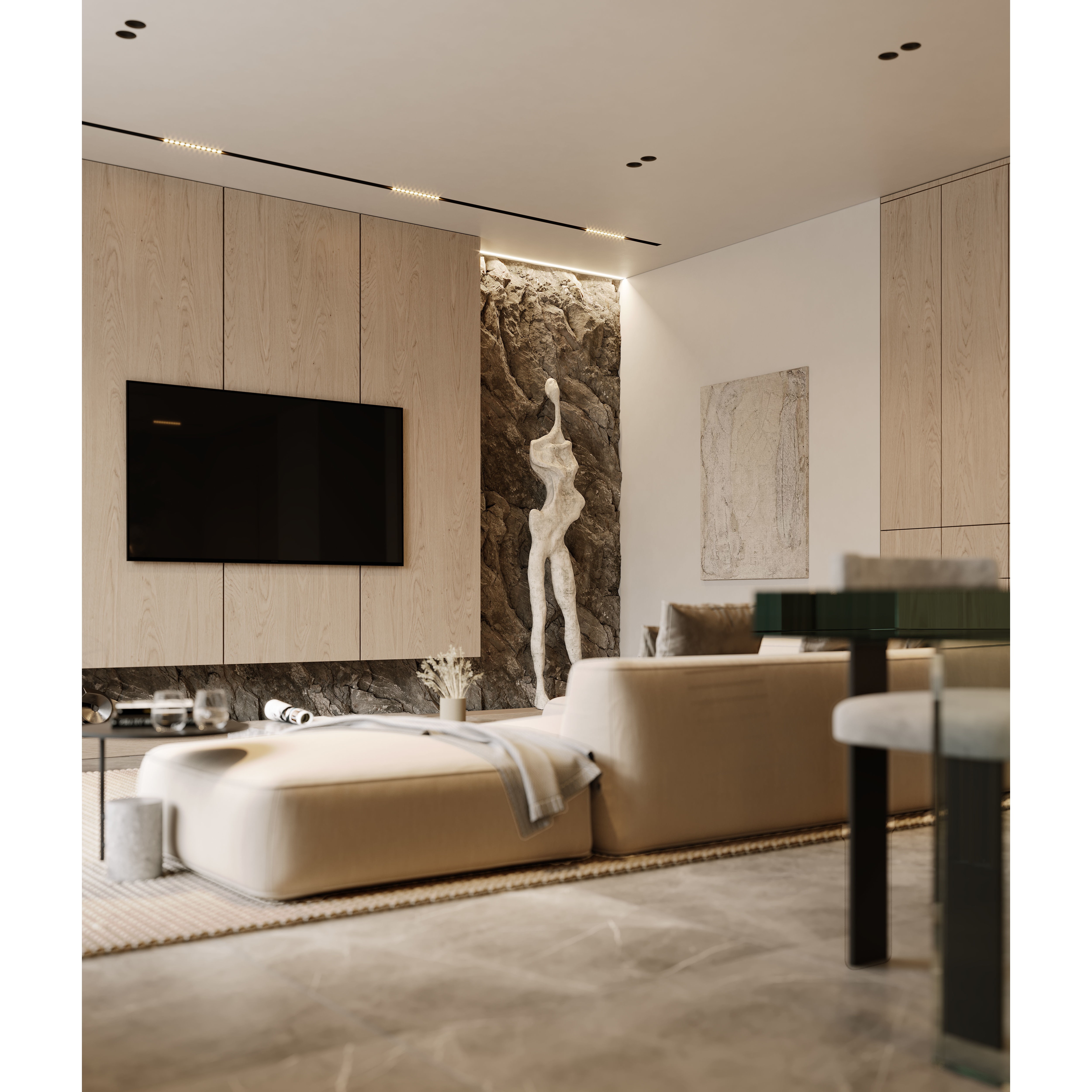 AR-22045 Case Study - Living Room-Kitchen-Hallway 3D Model - View 13