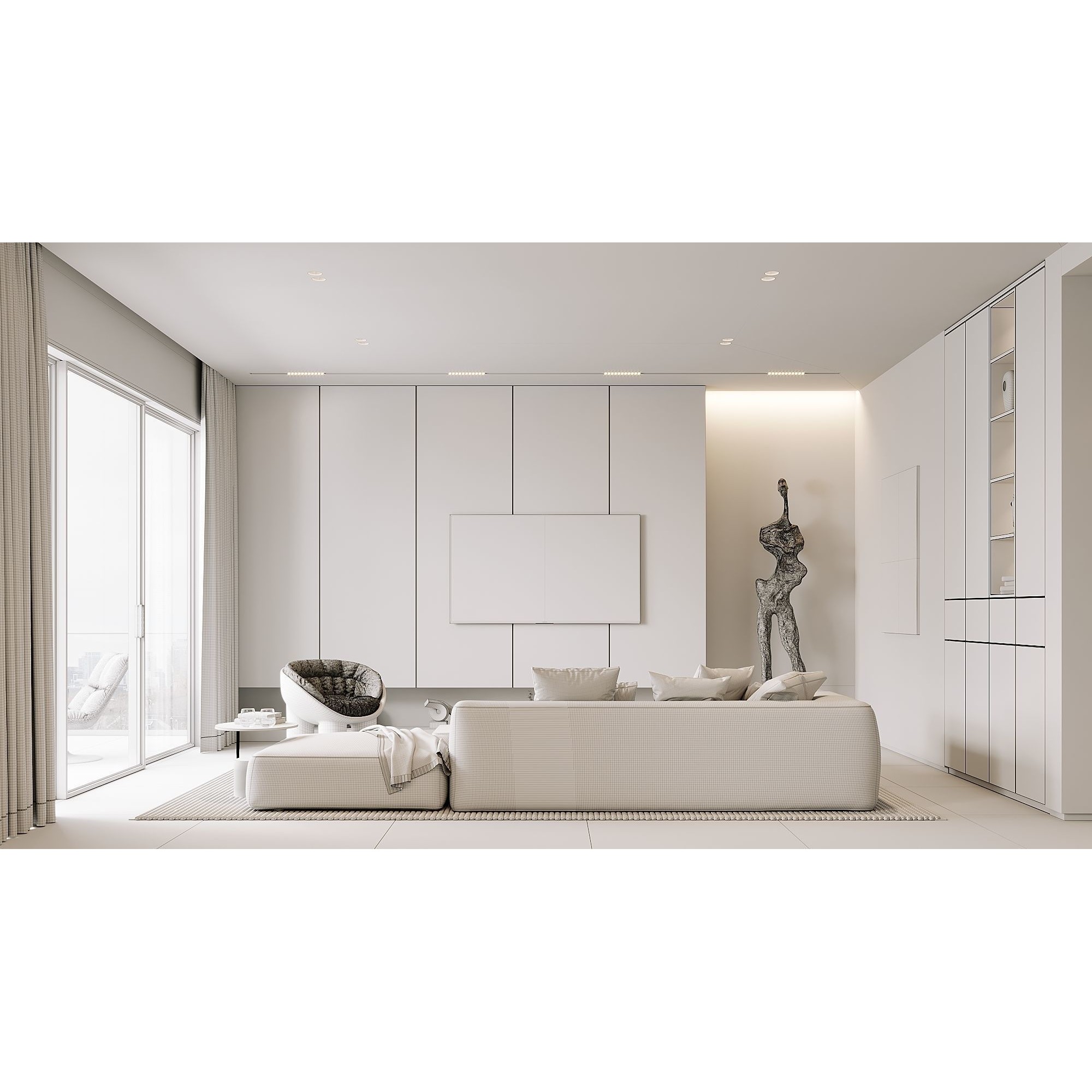 AR-22045 Case Study - Living Room-Kitchen-Hallway 3D Model - View 18