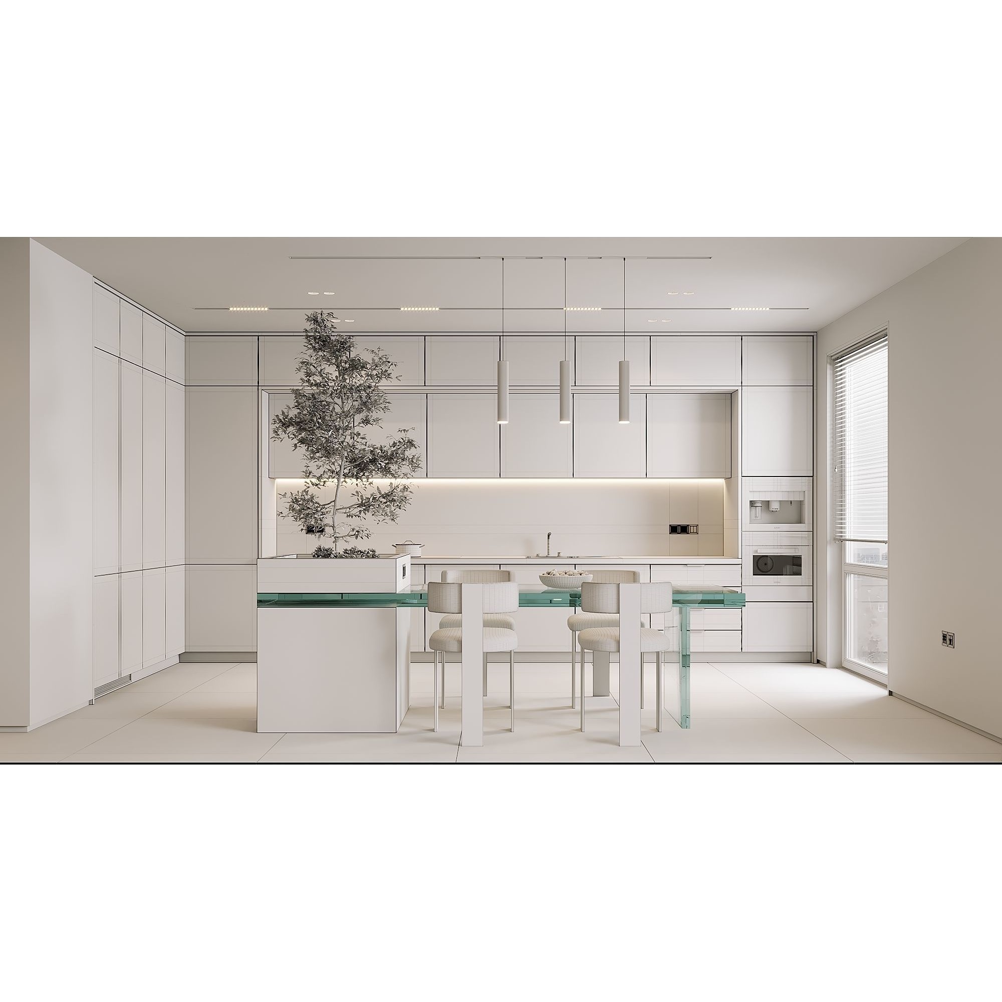 AR-22045 Case Study - Living Room-Kitchen-Hallway 3D Model - View 20