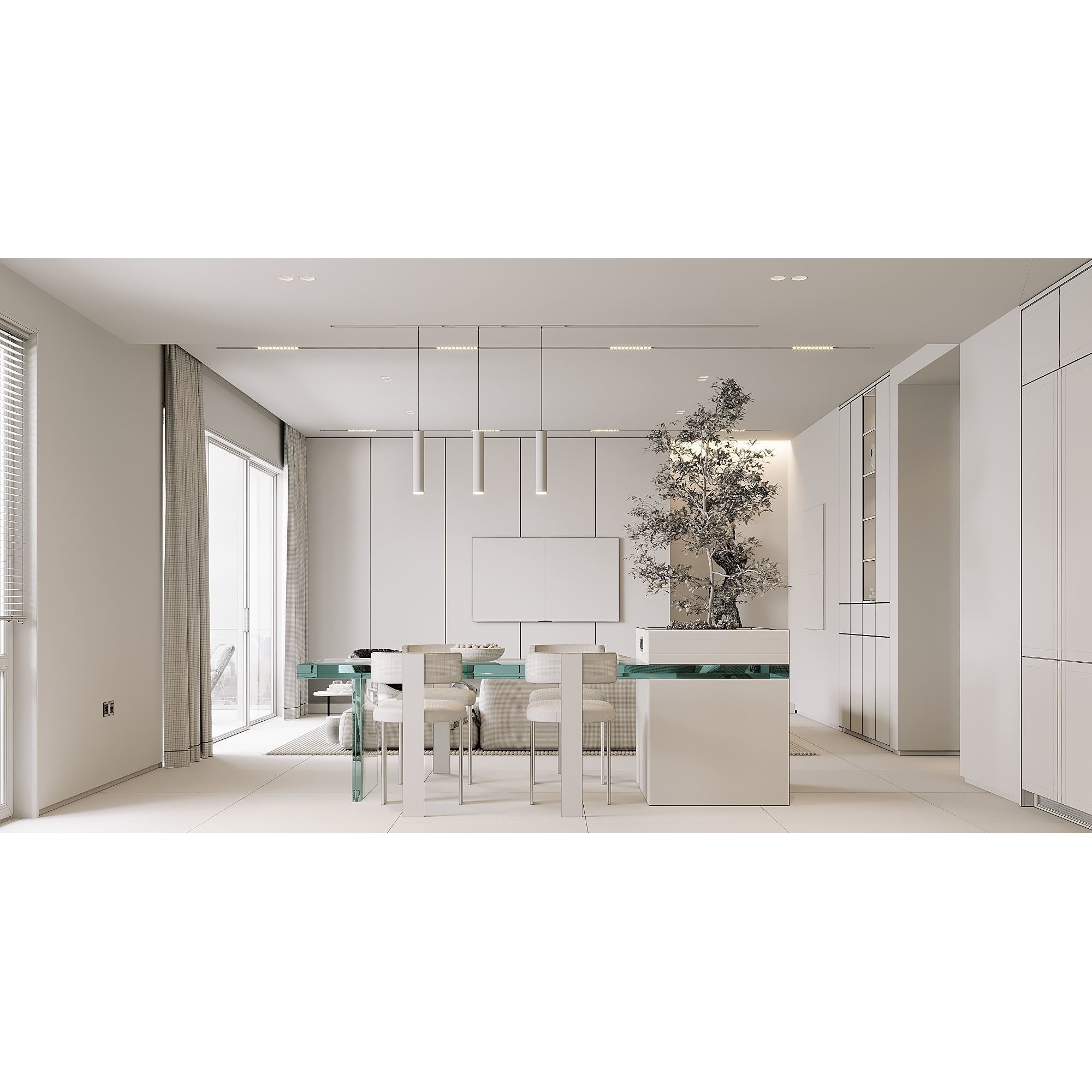 AR-22045 Case Study - Living Room-Kitchen-Hallway 3D Model - View 21