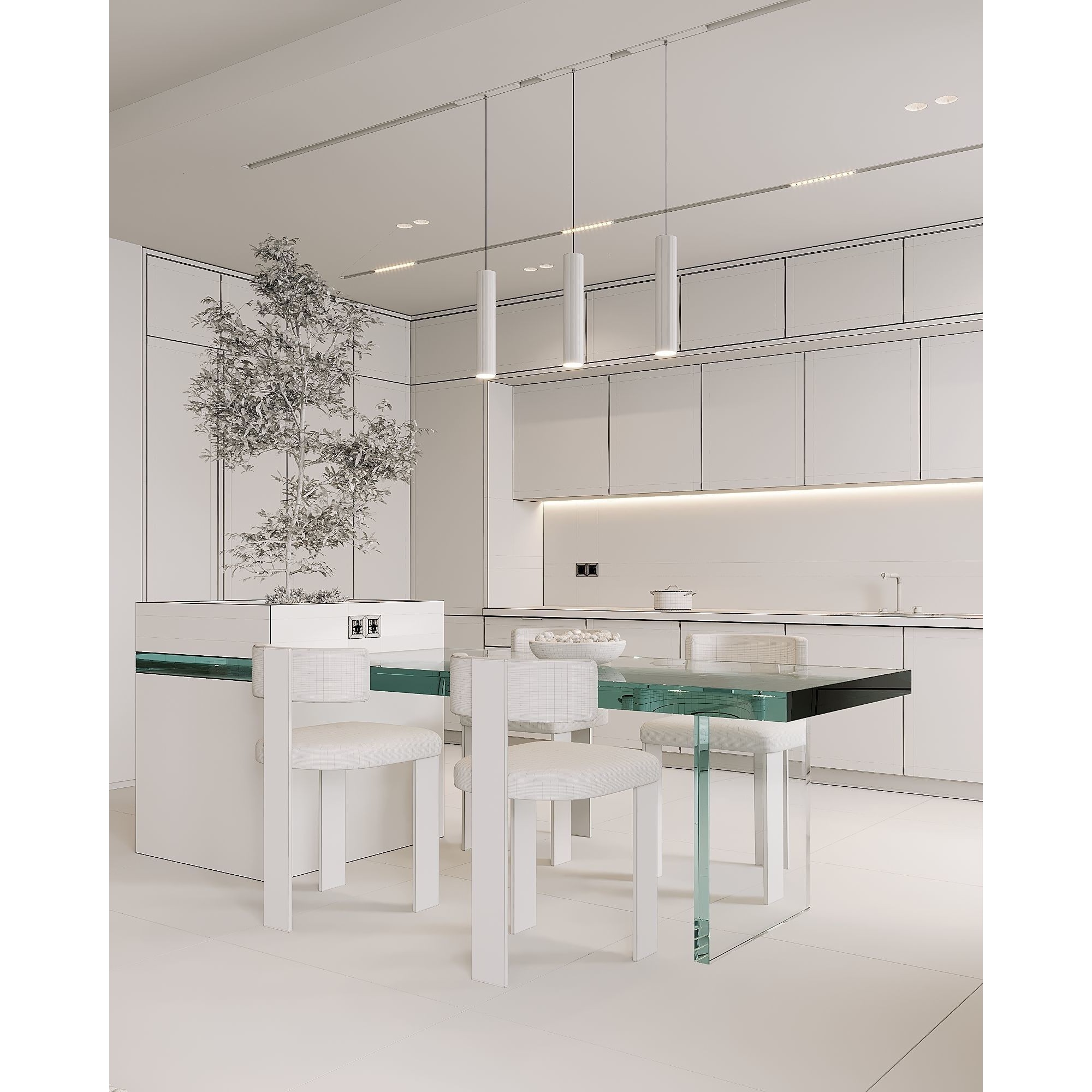 AR-22045 Case Study - Living Room-Kitchen-Hallway 3D Model - View 28