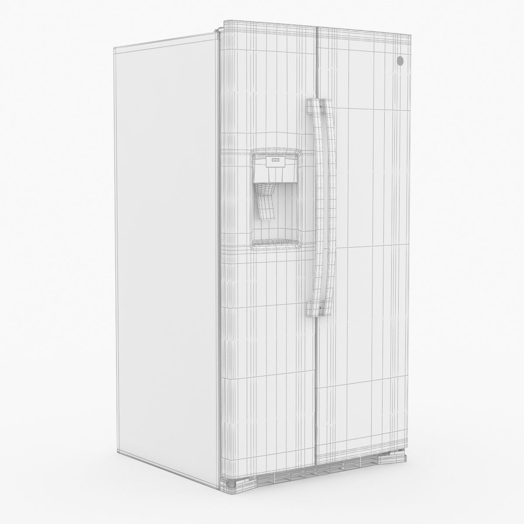 GE Side by Side Refrigerator 3D Model – High Poly PBR Asset, FBX