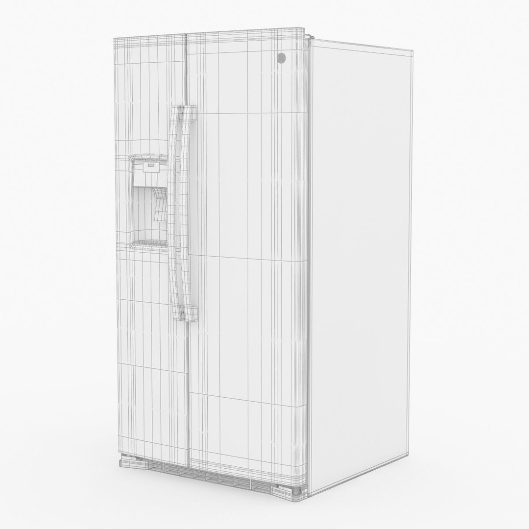GE Side by Side Refrigerator 3D Model – High Poly PBR Asset, FBX - View 35