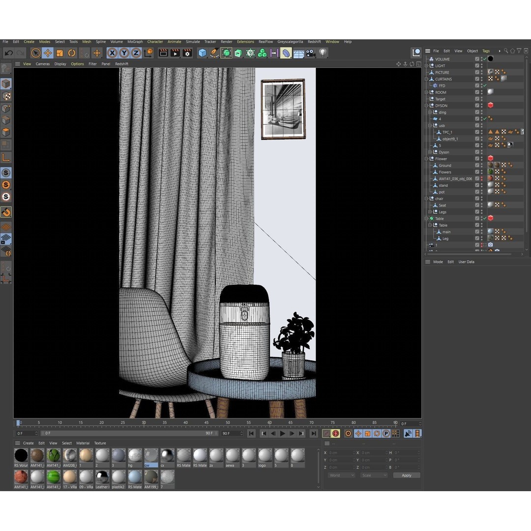 Dyson 3D Model – Modern Furniture Set with Textures, C4D & Redshift - View 4