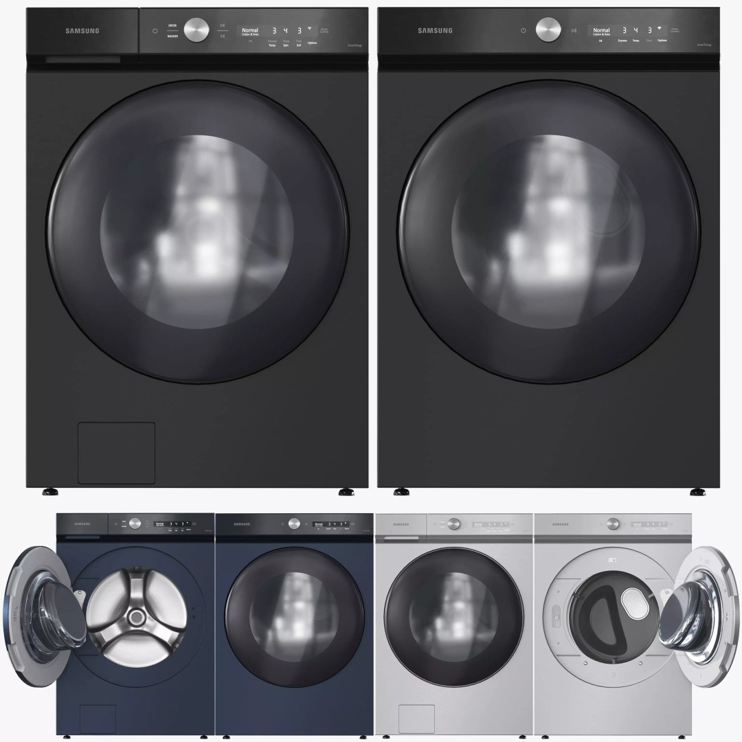 Samsung Washer and Dryer 3D Model – High Poly Appliances, OBJ & 3dsMax - View 2