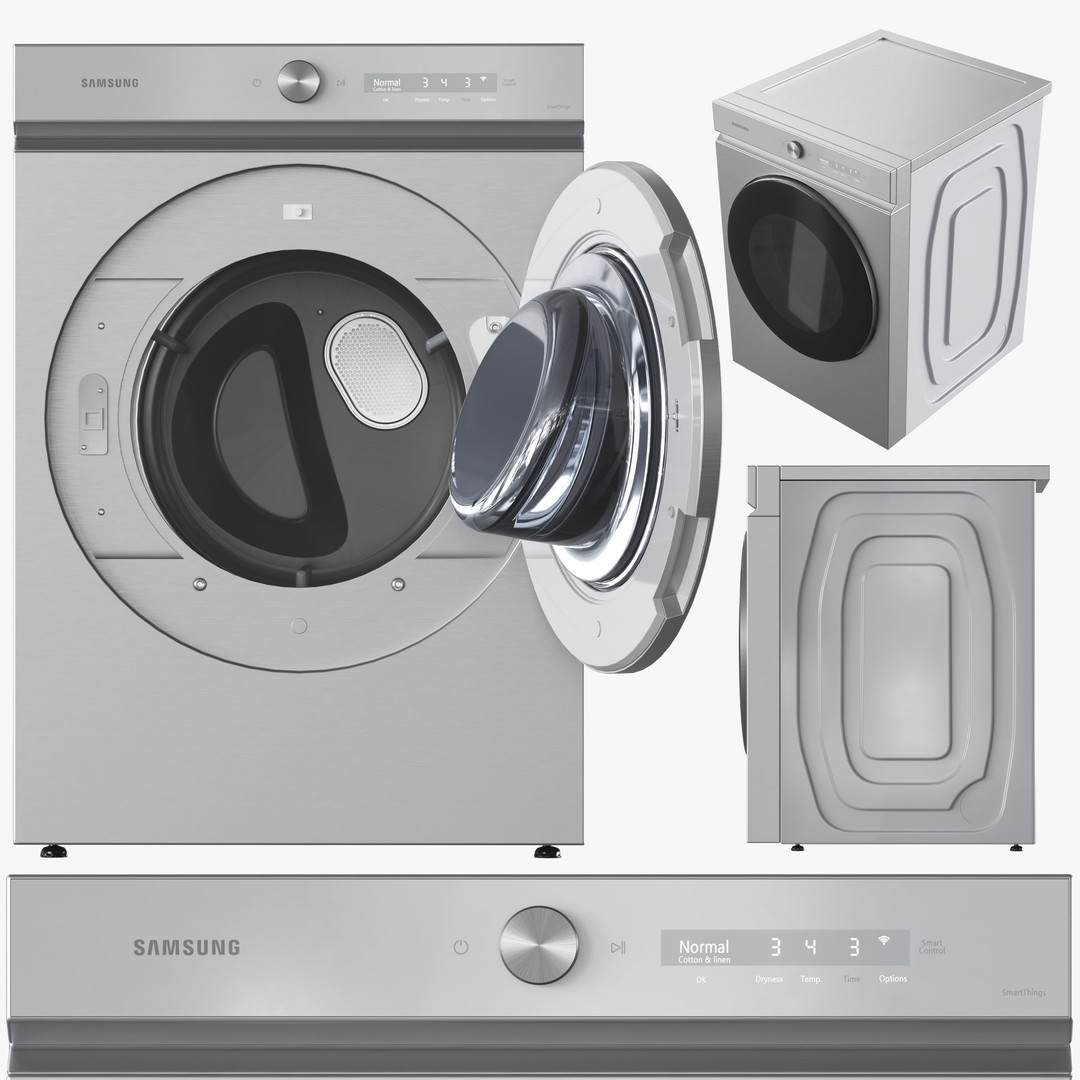 Samsung Washer and Dryer 3D Model – High Poly Appliances, OBJ & 3dsMax - View 4