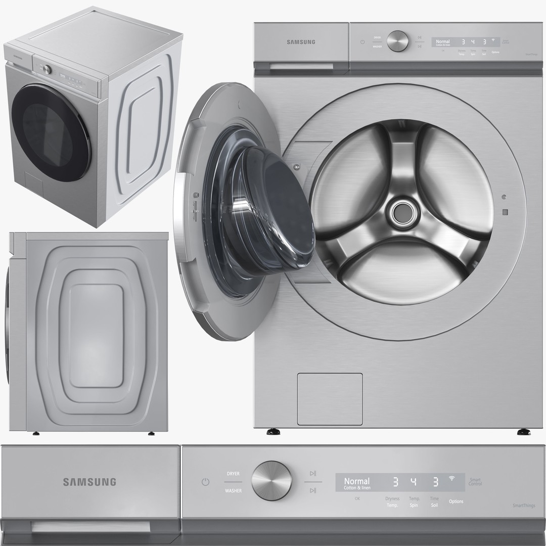 Samsung Washer and Dryer 3D Model – High Poly Appliances, OBJ & 3dsMax - View 5