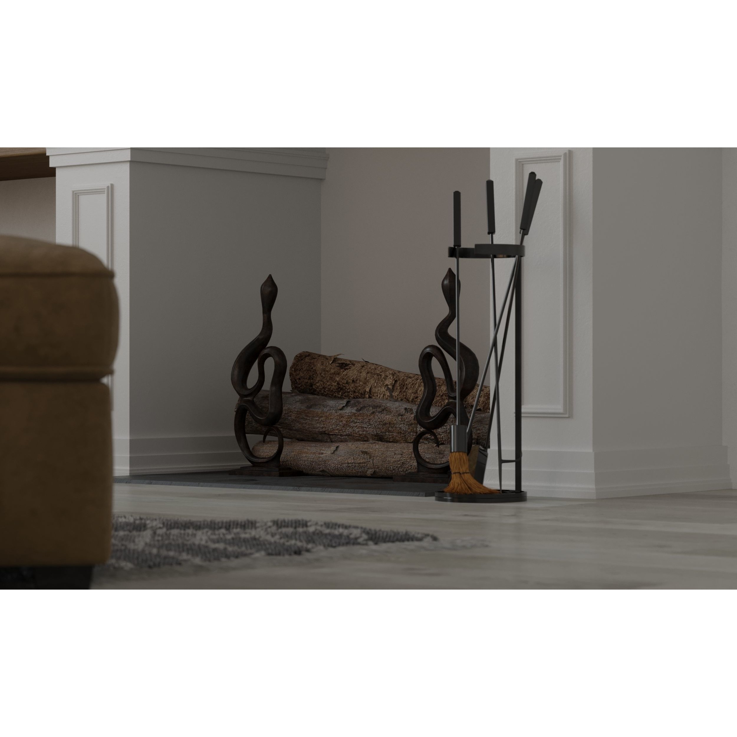 Chimney Room - Cozy Living Room Interior Scene 3D Model - View 6