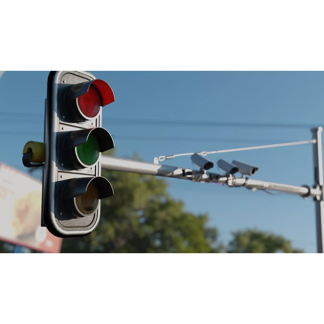 Traffic Light 3D Model – Realistic Urban Asset with PBR Textures - View 2