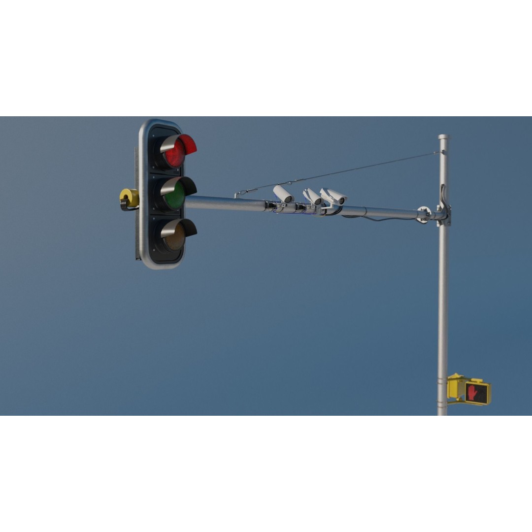 Traffic Light 3D Model – Realistic Urban Asset with PBR Textures - View 9