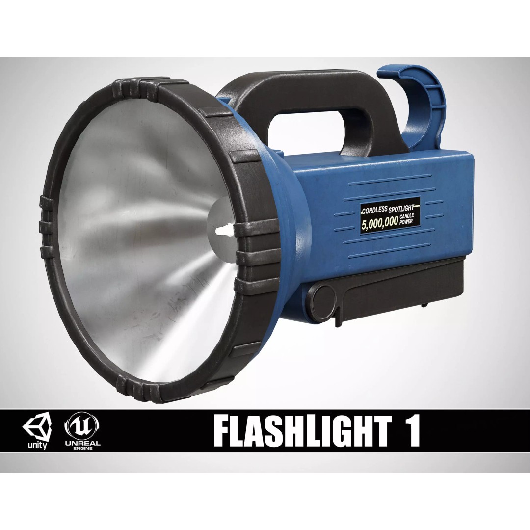 Flashlight 3D Model – Low Poly PBR Game Asset, FBX, OBJ - View 2