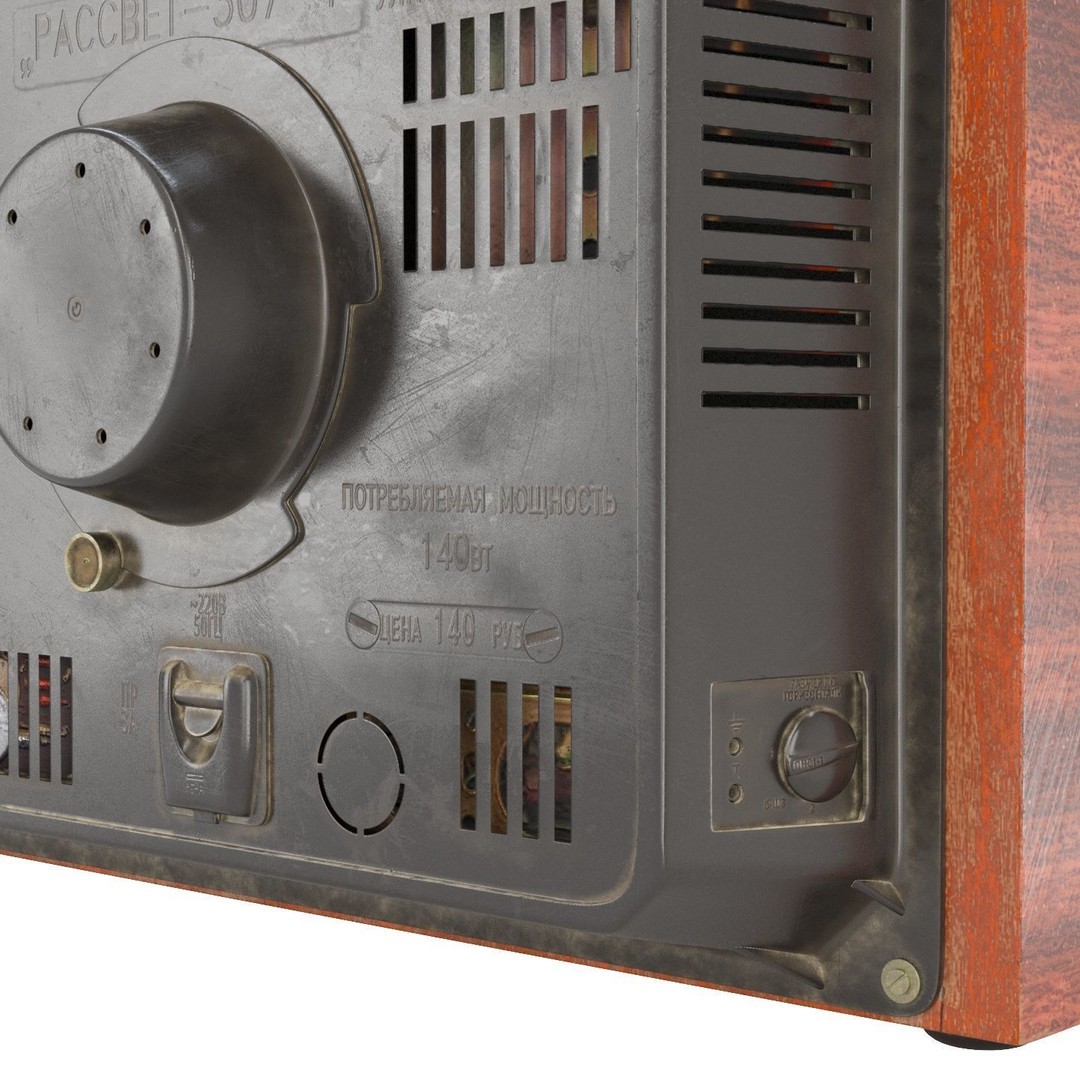 Rassvet 307-1 Vintage TV 3D Model – Retro Electronics, PBR Textures - View 10