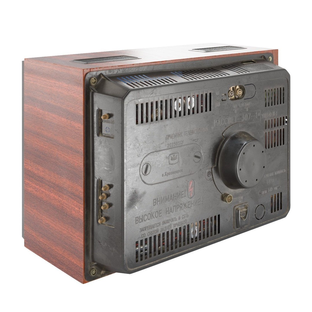 Rassvet 307-1 Vintage TV 3D Model – Retro Electronics, PBR Textures - View 11