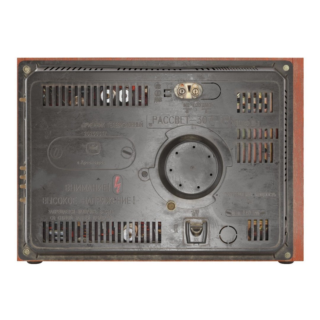 Rassvet 307-1 Vintage TV 3D Model – Retro Electronics, PBR Textures - View 14