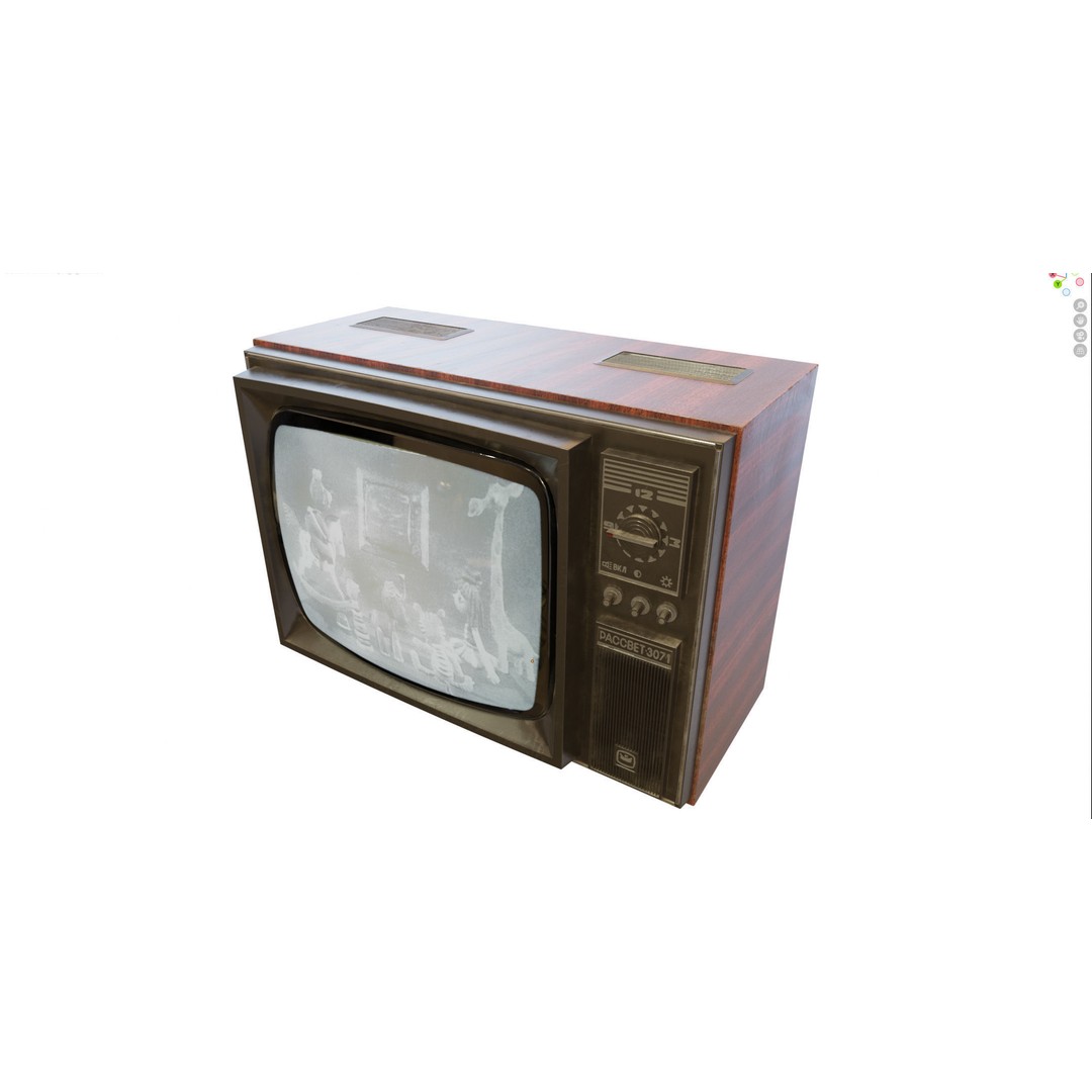 Rassvet 307-1 Vintage TV 3D Model – Retro Electronics, PBR Textures - View 16