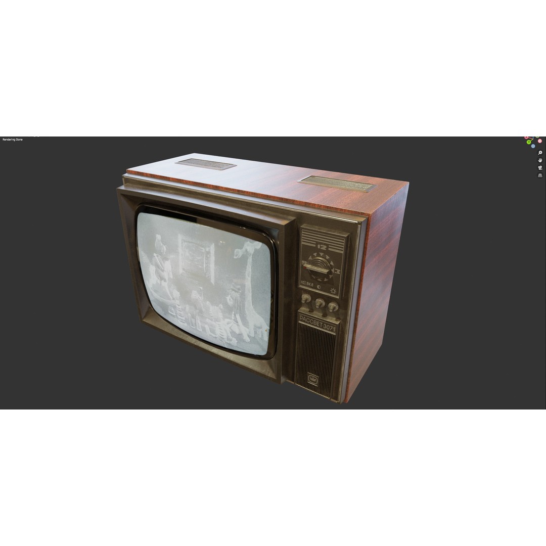 Rassvet 307-1 Vintage TV 3D Model – Retro Electronics, PBR Textures - View 17