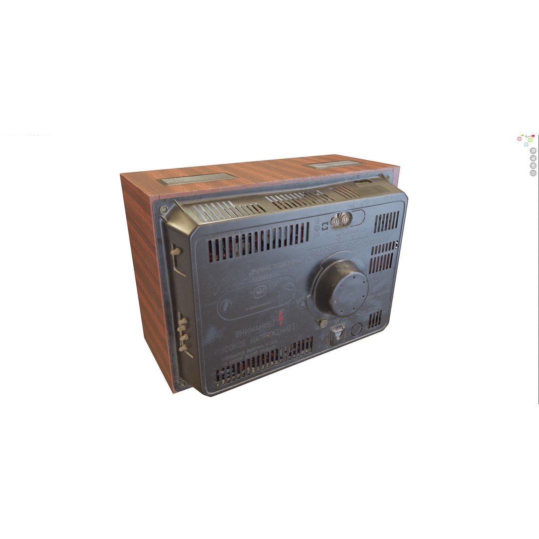 Rassvet 307-1 Vintage TV 3D Model – Retro Electronics, PBR Textures - View 18
