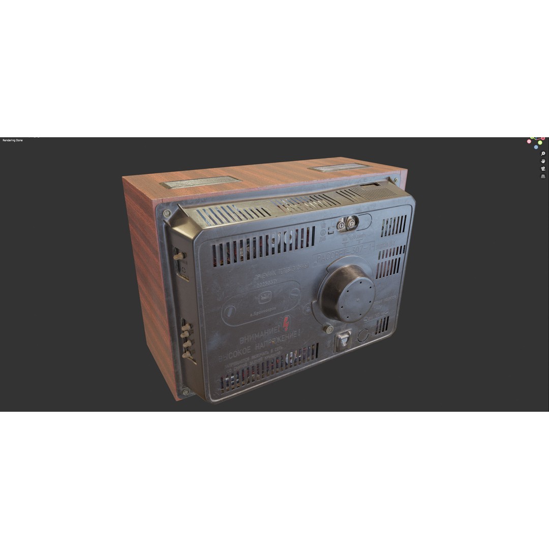 Rassvet 307-1 Vintage TV 3D Model – Retro Electronics, PBR Textures - View 19
