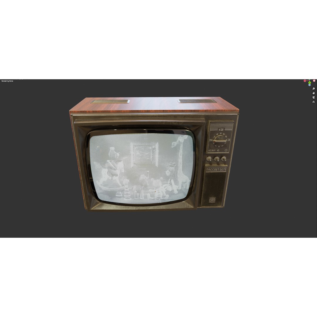 Rassvet 307-1 Vintage TV 3D Model – Retro Electronics, PBR Textures - View 20
