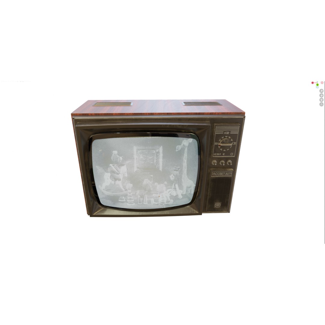 Rassvet 307-1 Vintage TV 3D Model – Retro Electronics, PBR Textures - View 21