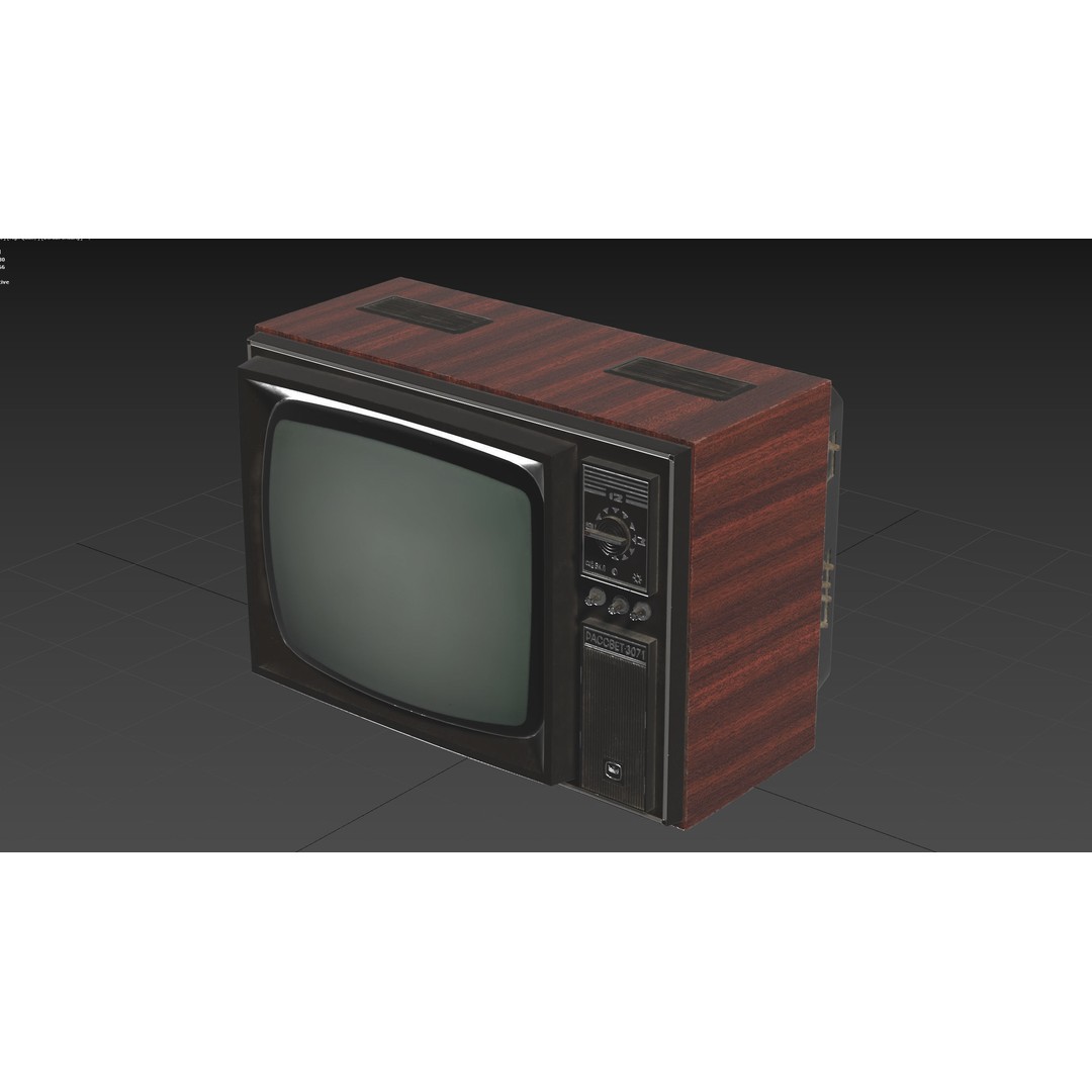 Rassvet 307-1 Vintage TV 3D Model – Retro Electronics, PBR Textures - View 24