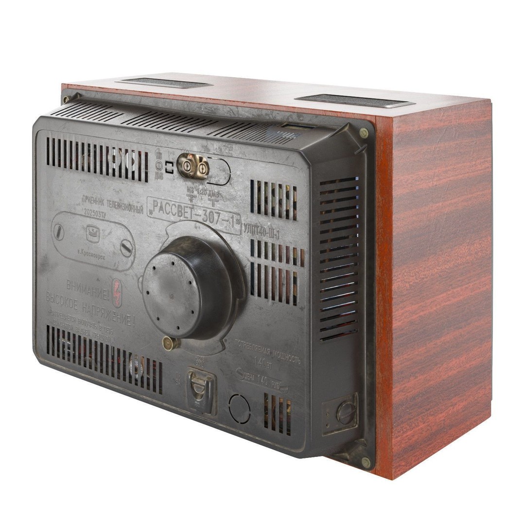 Rassvet 307-1 Vintage TV 3D Model – Retro Electronics, PBR Textures - View 3