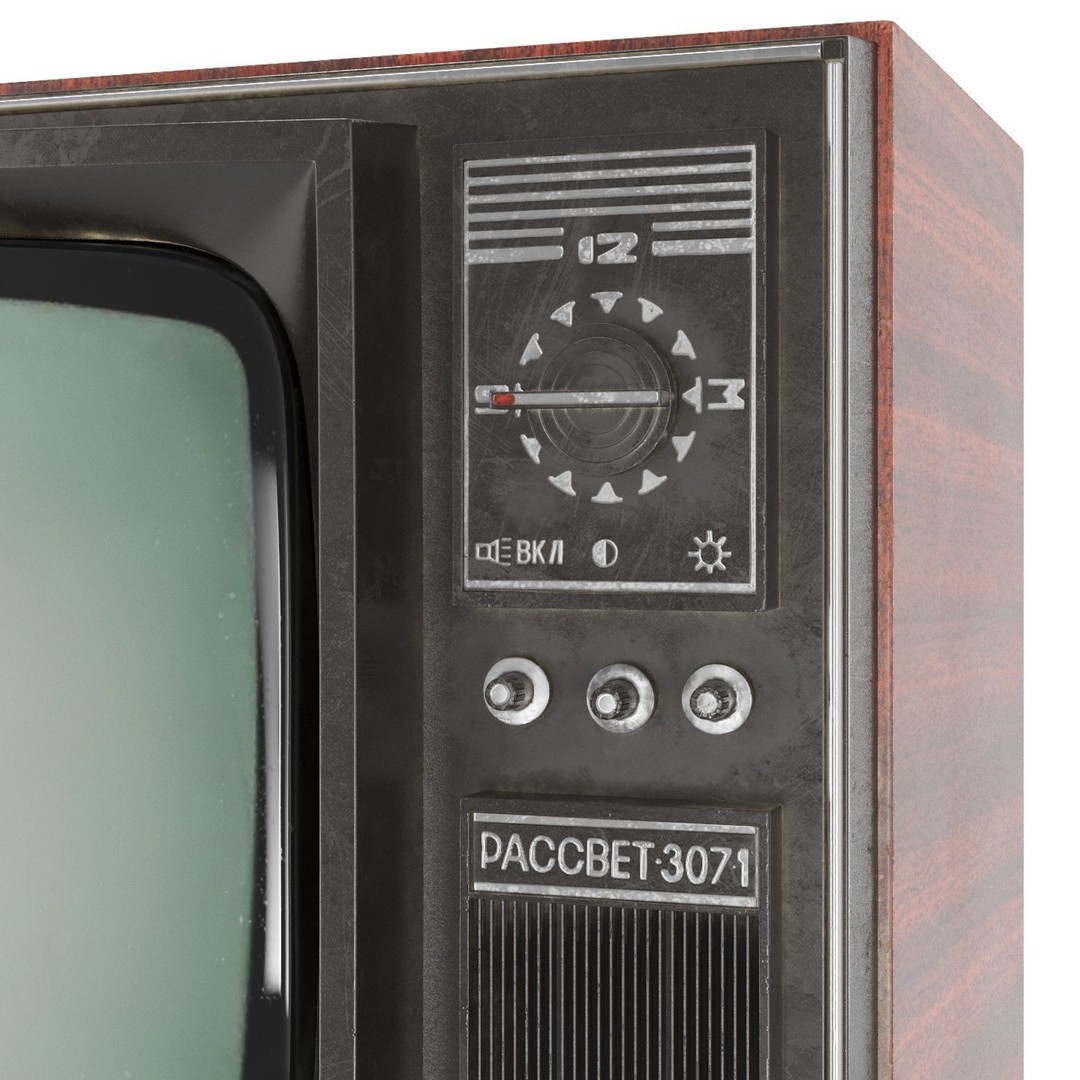 Rassvet 307-1 Vintage TV 3D Model – Retro Electronics, PBR Textures - View 6