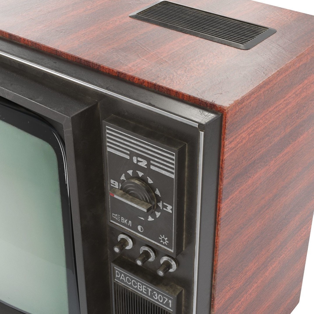 Rassvet 307-1 Vintage TV 3D Model – Retro Electronics, PBR Textures - View 9