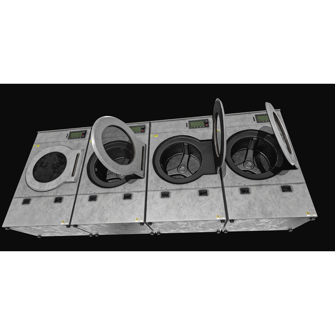 Laundry Washing Machine 3D Model – Low Poly PBR Game Asset, FBX - View 10