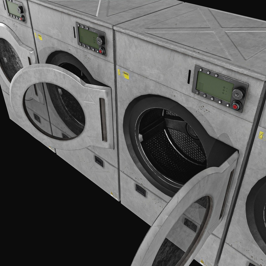 Laundry Washing Machine 3D Model – Low Poly PBR Game Asset, FBX - View 16