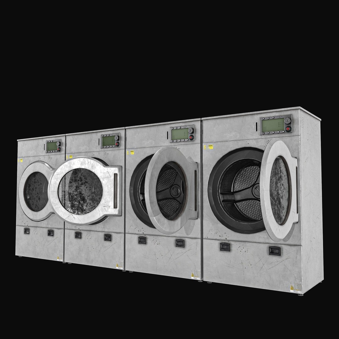 Laundry Washing Machine 3D Model – Low Poly PBR Game Asset, FBX - View 17