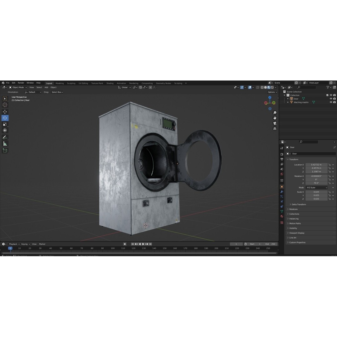 Laundry Washing Machine 3D Model – Low Poly PBR Game Asset, FBX - View 18
