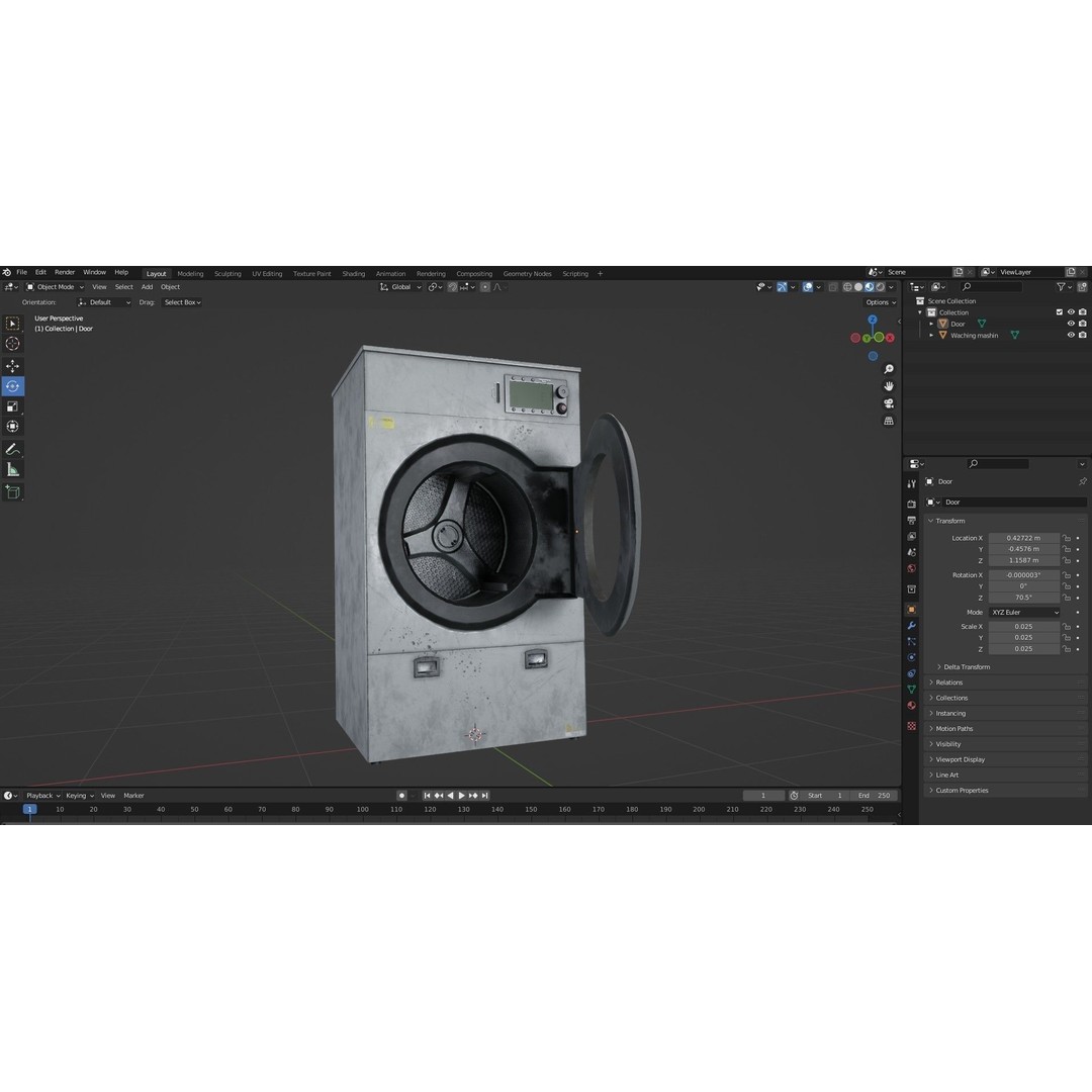 Laundry Washing Machine 3D Model – Low Poly PBR Game Asset, FBX - View 19