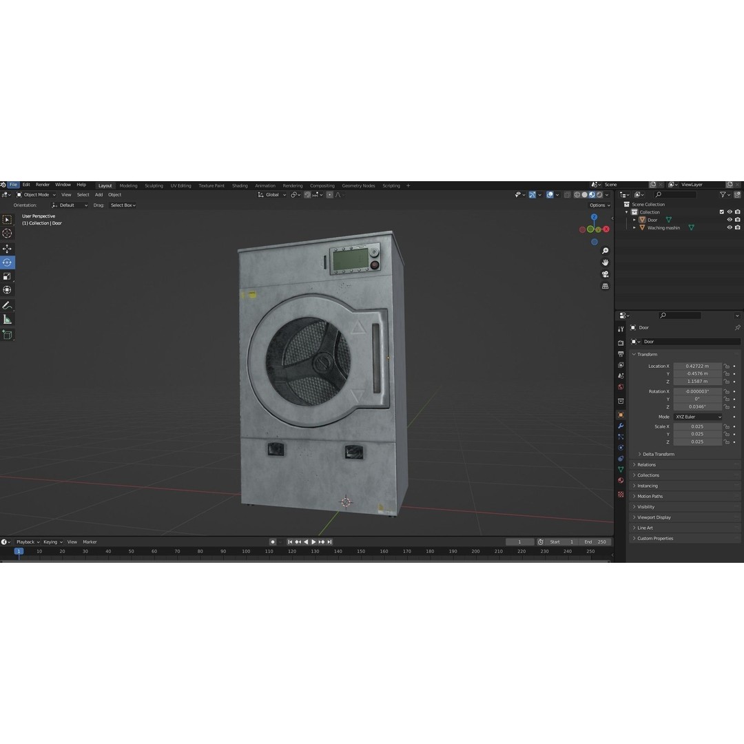 Laundry Washing Machine 3D Model – Low Poly PBR Game Asset, FBX - View 20