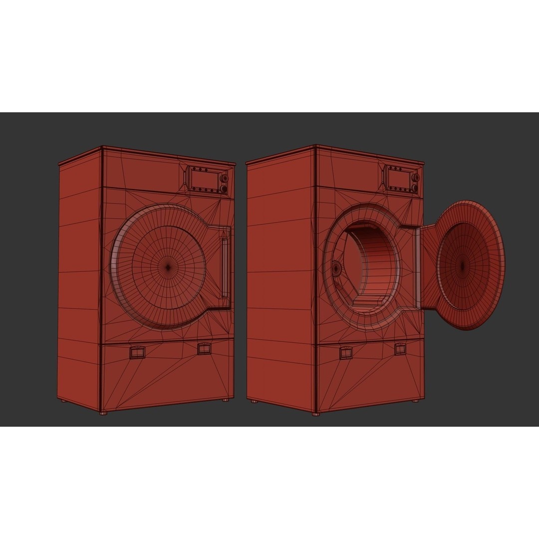 Laundry Washing Machine 3D Model – Low Poly PBR Game Asset, FBX - View 21