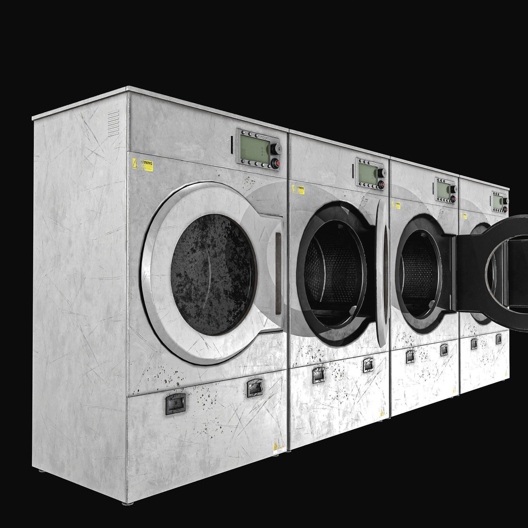 Laundry Washing Machine 3D Model – Low Poly PBR Game Asset, FBX - View 4