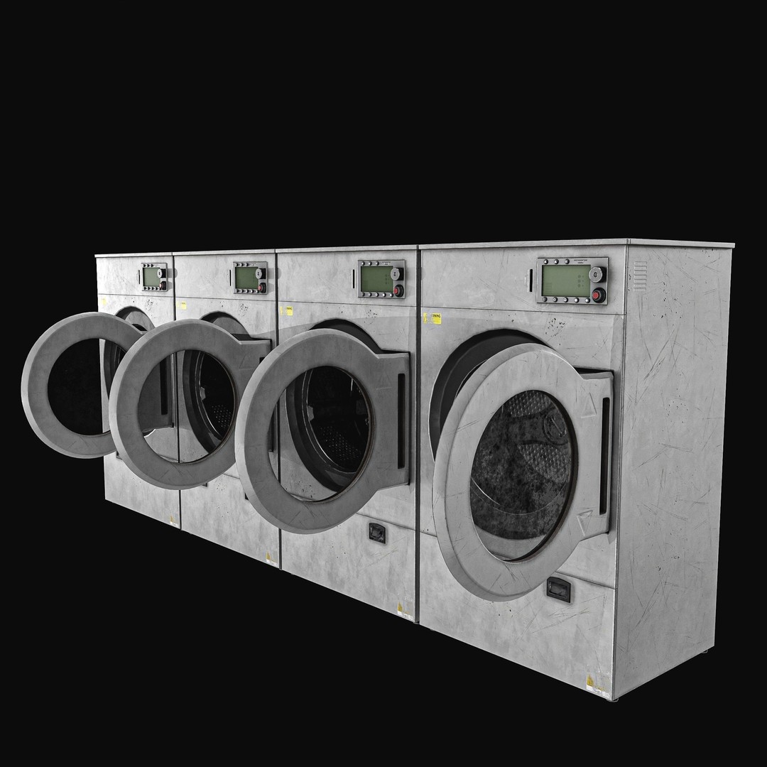 Laundry Washing Machine 3D Model – Low Poly PBR Game Asset, FBX - View 5