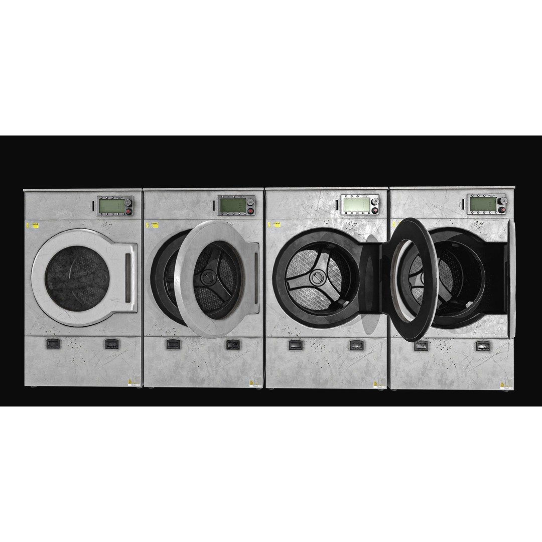 Laundry Washing Machine 3D Model – Low Poly PBR Game Asset, FBX - View 7