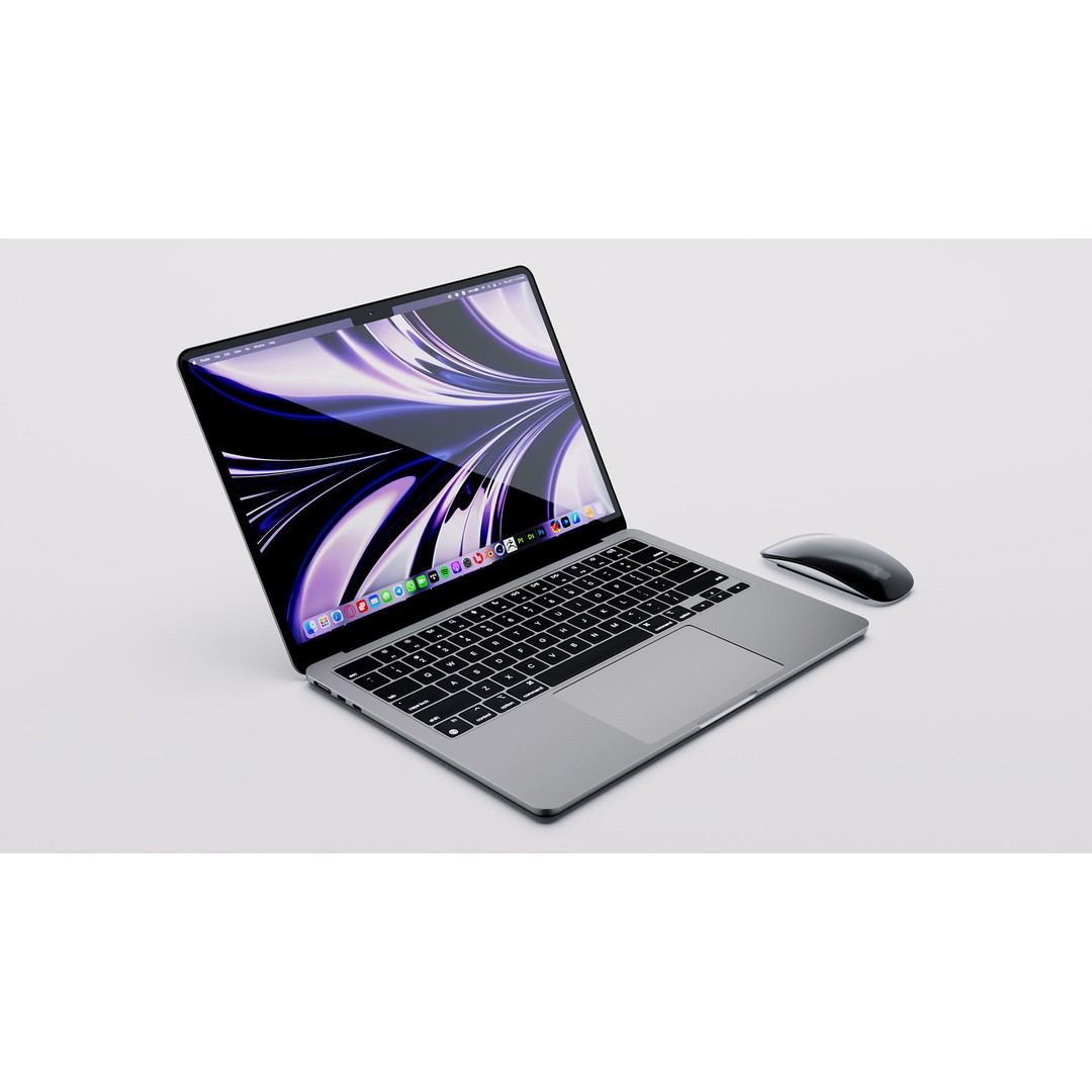 Apple MacBook Air M2 3D Model – High Poly PBR Asset, FBX, OBJ - View 8