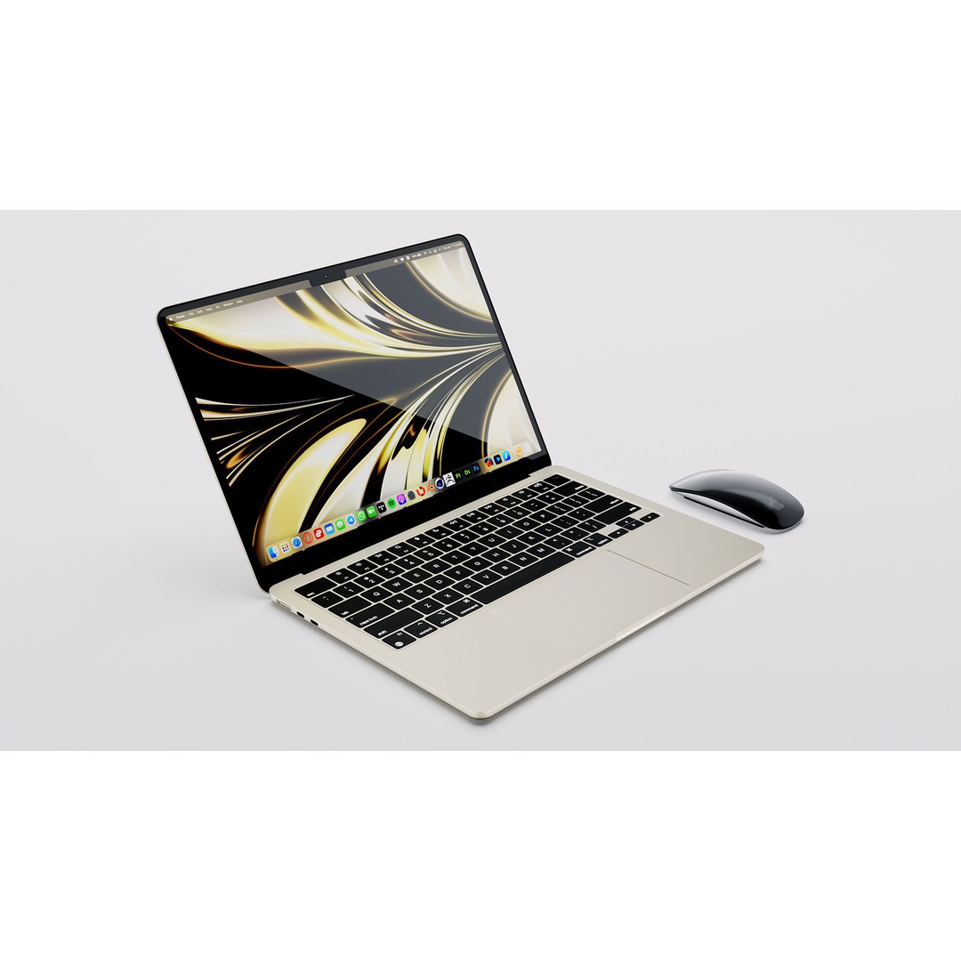 Apple MacBook Air M2 3D Model – High Poly PBR Asset, FBX, OBJ - View 9