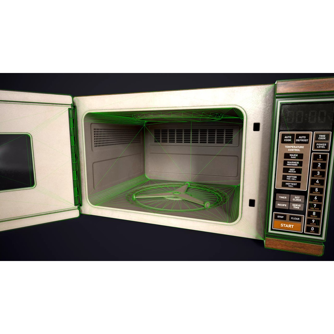 Vintage Microwave 3D Model – Low Poly Retro Kitchen Appliance, FBX