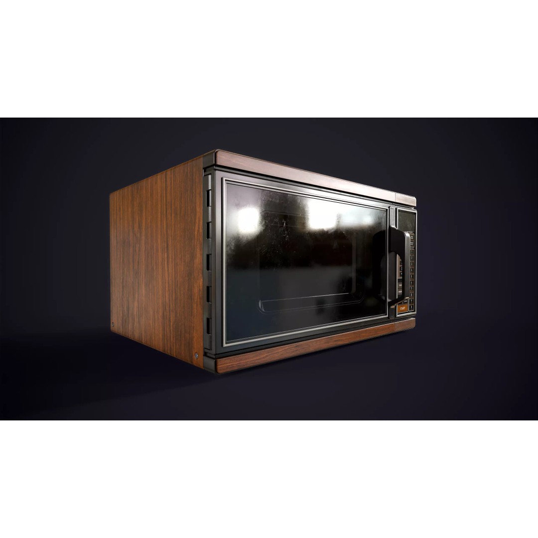 Vintage Microwave 3D Model – Low Poly Retro Kitchen Appliance, FBX - View 10