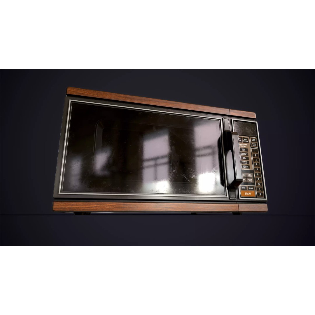 Vintage Microwave 3D Model – Low Poly Retro Kitchen Appliance, FBX - View 11