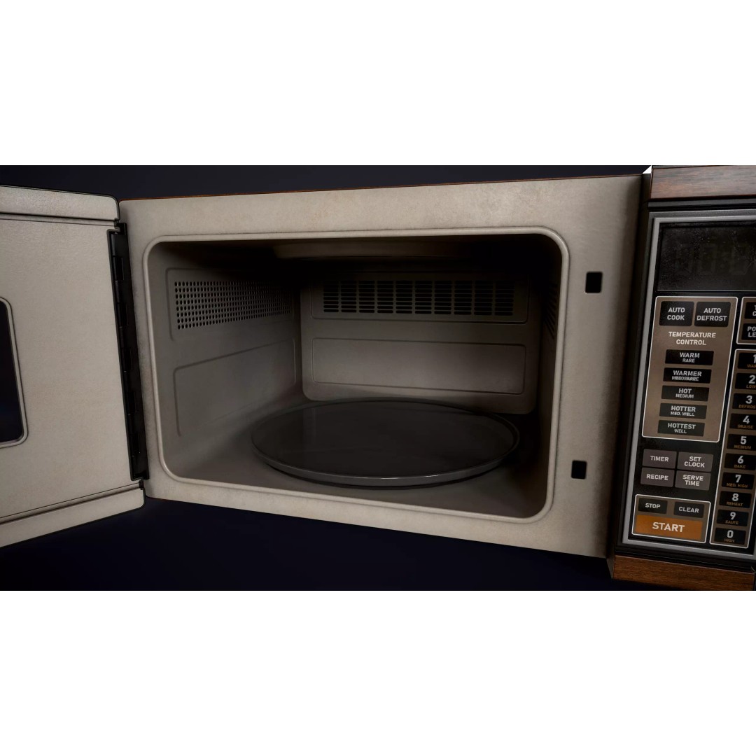 Vintage Microwave 3D Model – Low Poly Retro Kitchen Appliance, FBX - View 15