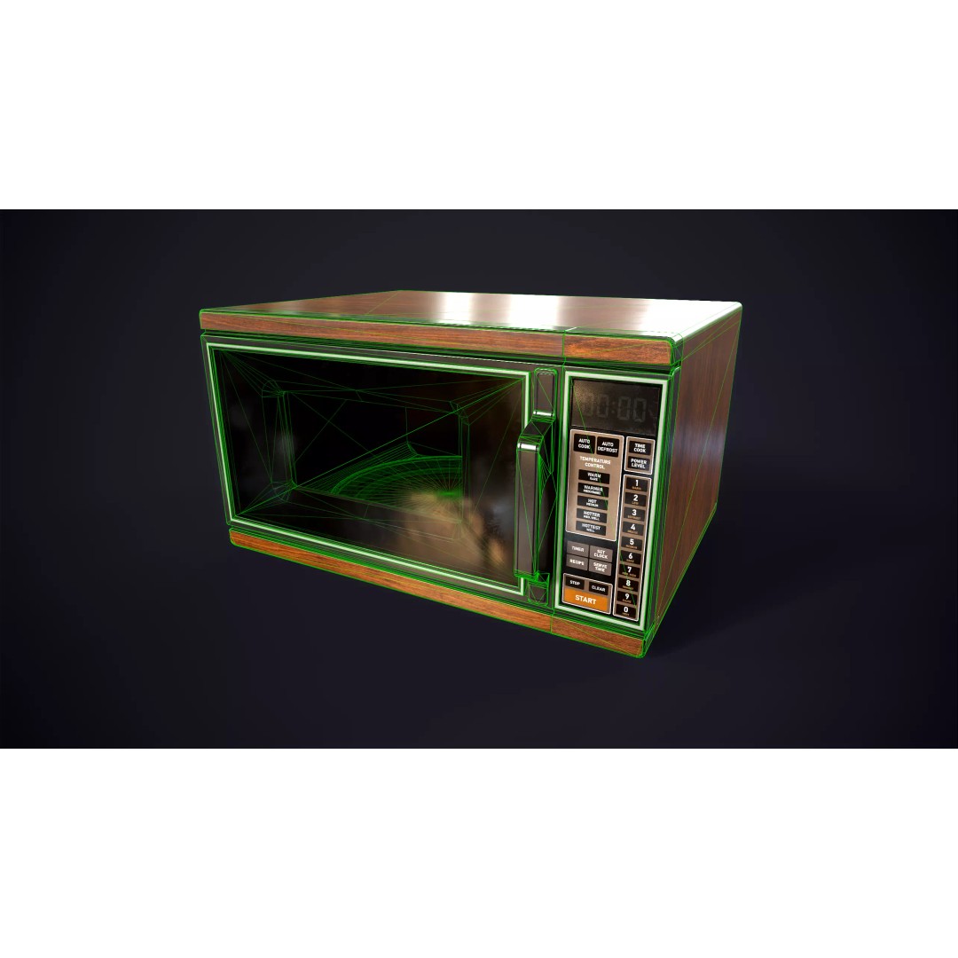 Vintage Microwave 3D Model – Low Poly Retro Kitchen Appliance, FBX - View 17